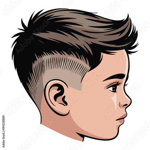 Boy with short spiky hair and shaved sides profile child short hair