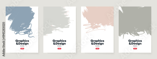 Pastel abstract spot banner set. Paint stroke texture, poster design. Wellness center, cosmetics brand, beauty spa salon, aromatherapy, yoga studio concept. Vector illustration.