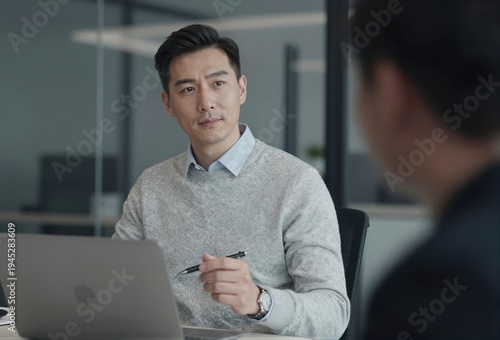 businessman working on laptop computer in office