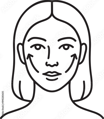 Contour plastic lifting face massage linear symbol for anti aging wellness treatment isolated vector graphic illustration