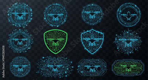 Digital Security Icons Representing Cyber Protection and Data Safety.