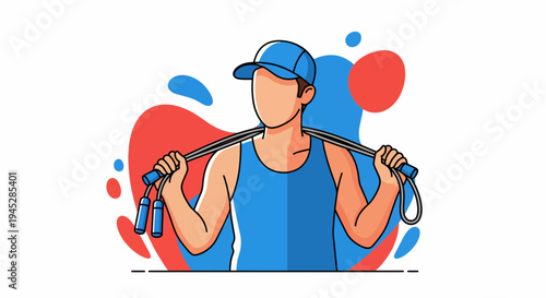 Healthcare Athlete with Jump Rope in Dynamic Cartoon Illustration for Fitness Promotion