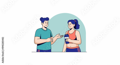 Healthcare Professionals in Friendly Discussion with Medical Background in Cartoon Illustration Featuring Arch Architecture