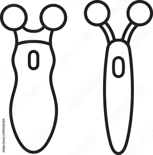 Microcurrents massage hardware device linear symbol for face rejuvenation beauty therapy treatment isolated vector graphic illustration