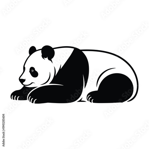 Panda lying down resting Vector, Silhouette, Illustration