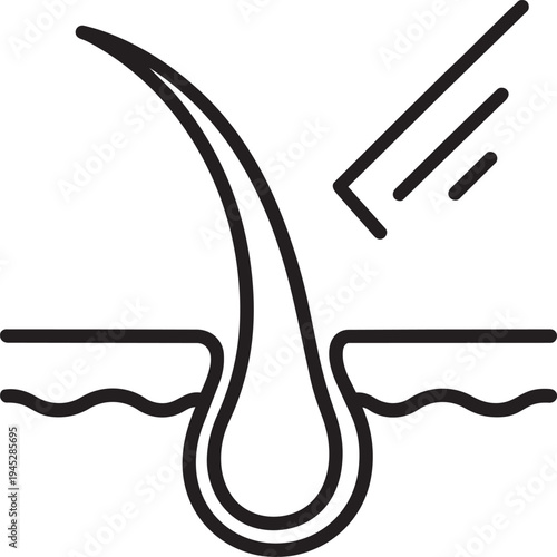 Hair removal follicle laser treatment linear symbol for cosmetology wellness healthcare isolated vector graphic illustration logo