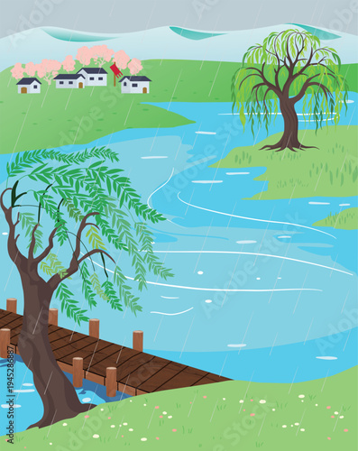 Chinese style, traditional culture, classical literature, literary illustration, Xinghua Village, Chinese painting, poet, ancient poetry, Qingming Festival, Xinghua Village wine