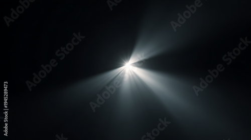 Soft Cinematic Light Beam Background for Atmospheric Visual Design. White light lens flare animation with horizontal light and radial beams