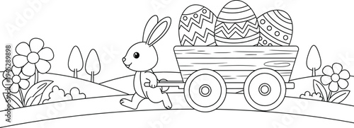 Farmers load of produce on a wagon in the countryside scene