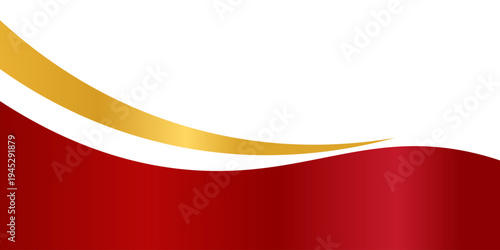 Luxury Red and Gold Curved Wave Header on White Background