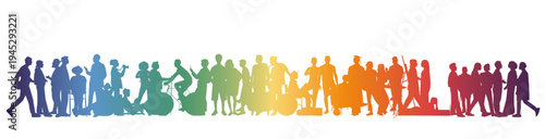 Silhouette of different people together.