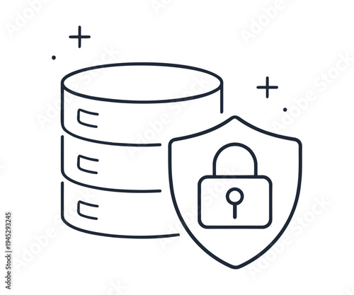 Secure database shield icon lock