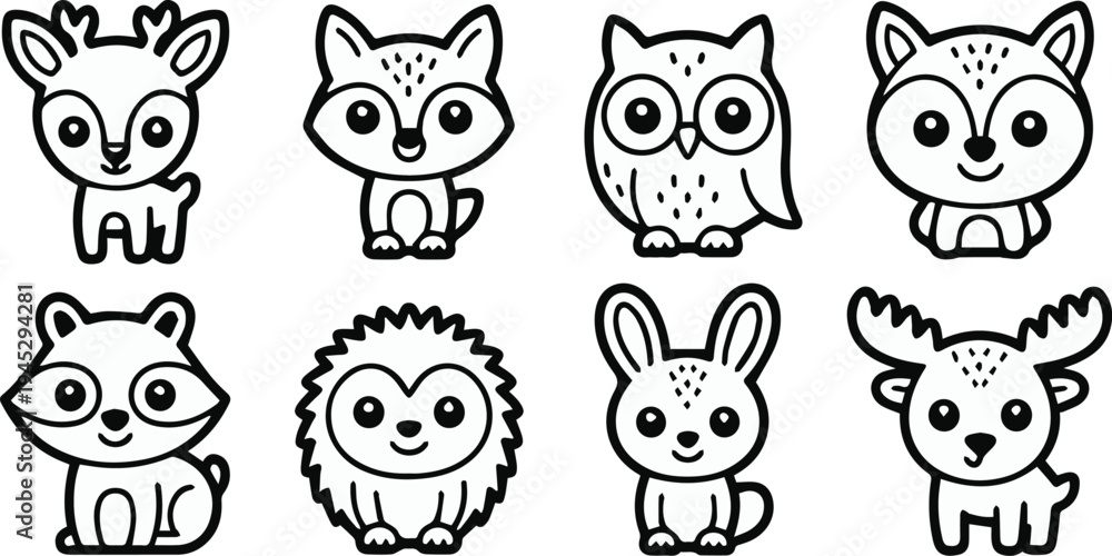 Fototapeta premium Woodland animal nursery wall art set