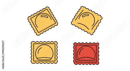 Ravioli Line art vector set clean creative abstract