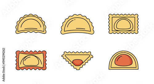 Ravioli Line art vector set clean elegant abstract illustration