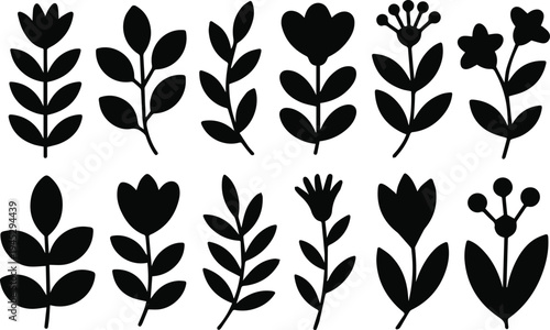 Herb and plant silhouettes for remedy labels