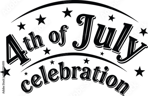 Vintage-style banner celebrating the fourth of july festivities with stars and patriotic flair