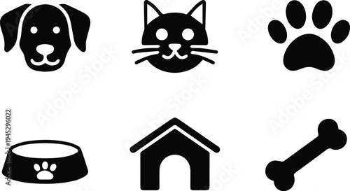 Pet app icons set for dogs and cats