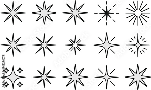 Star and sparkle icons for holiday and celebration accents