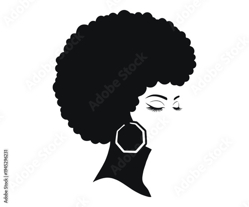 Afro woman silhouette graphic design element