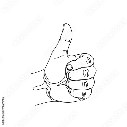 A minimalist line art illustration of a hand giving a thumbs up gesture
