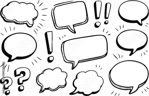 Comic speech and thought bubbles pack