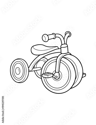 Vector tricycle icon, black line drawing
