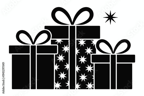 Gift packaging icons with ribbon and star accent
