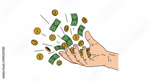 Cartoon Illustration Showcasing Abundance, Wealth, and Prosperity