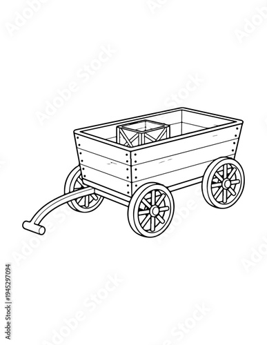 Vector illustration of a wooden cart with wheels