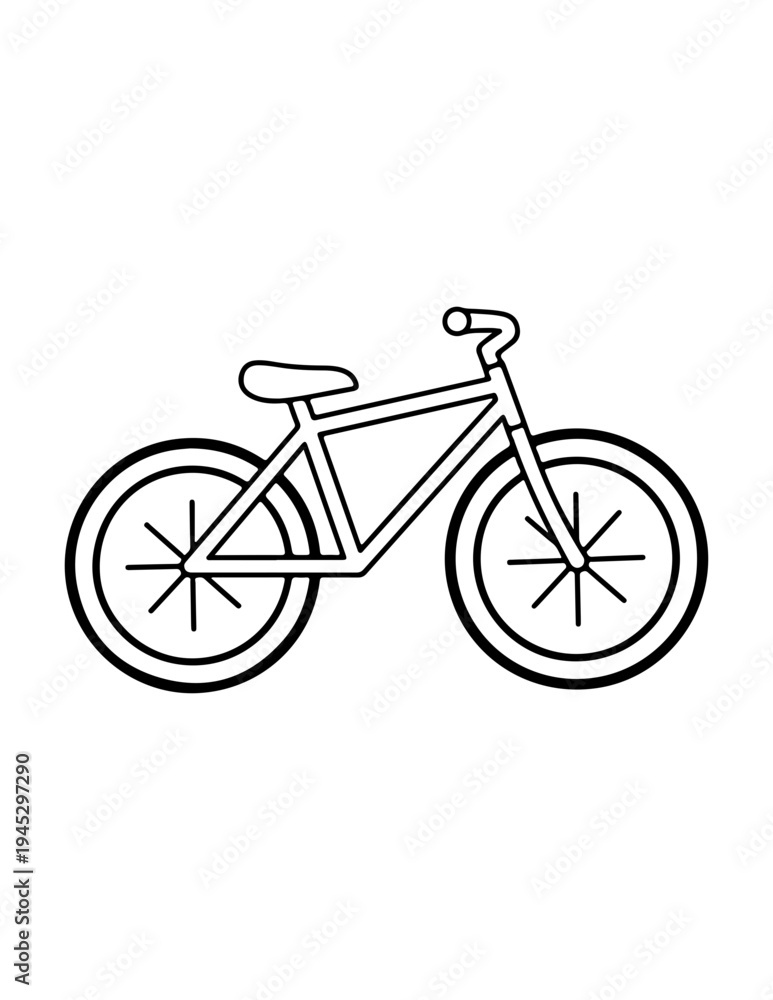 Fototapeta premium Vector bicycle icon, black and white line art
