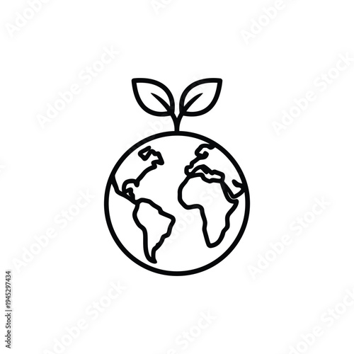 The illustration depicts a sprouting globe with leaves on top symbolizing growth.