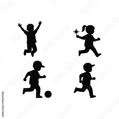 Children play outside with energetic movements in a park freely