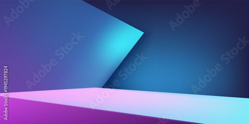 3d rendering of purple and blue abstract geometric background. Cyberpunk concept. Scene for advertising, technology, showcase, banner, cosmetic, fashion, business. Sci-Fi Illustration. Product display