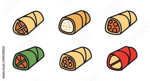 Rice Paper Roll Line art minimal digital abstract color illustration