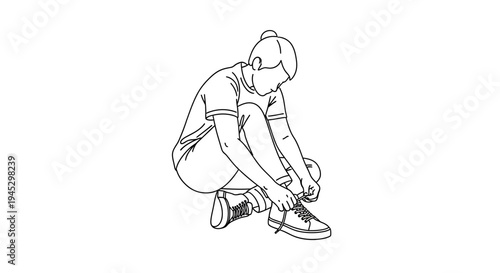 Vector illustration of a person tying shoe laces isolated on White Background