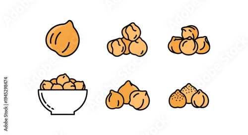 Roasted Chickpeas Line art creative minimal abstract vector