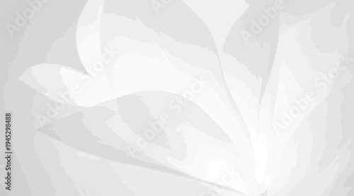 A beautiful white and gray floral design on a textured light gray background with leaves and petals