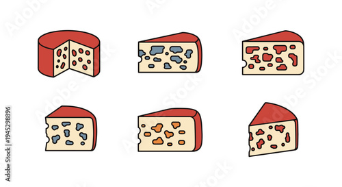 Roquefort Line art vector set modern blended abstract color