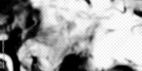 Black halftone concentric circle texture. Rippled repeating sound wave ring wallpaper. Dotted radial gradient background. Vector rasterized backdrop for vibration  epicenter  target  radar signal