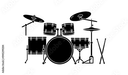 Drum Set Icon Simple Music Instrument Vector Illustration