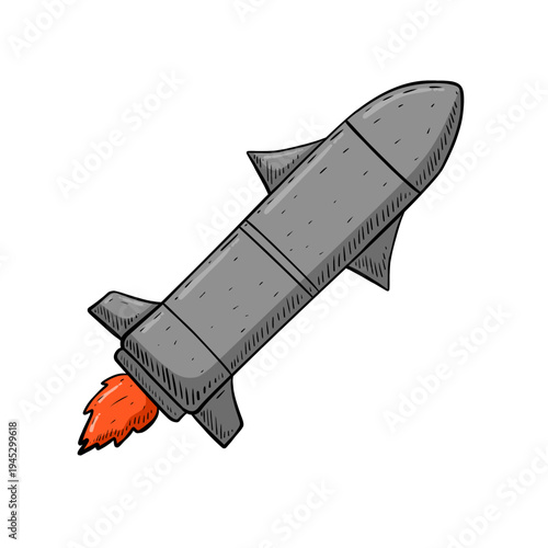 drawing missile bomb isolated