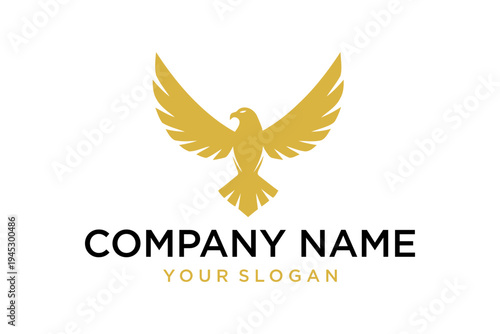 Elegant Golden Eagle Logo Template with Spread Wings for Business