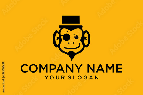Sophisticated Monkey Mascot Logo with Top Hat and Monocle