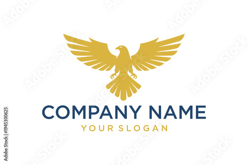 Golden Eagle Logo with Spread Wings for Corporate Business Brand