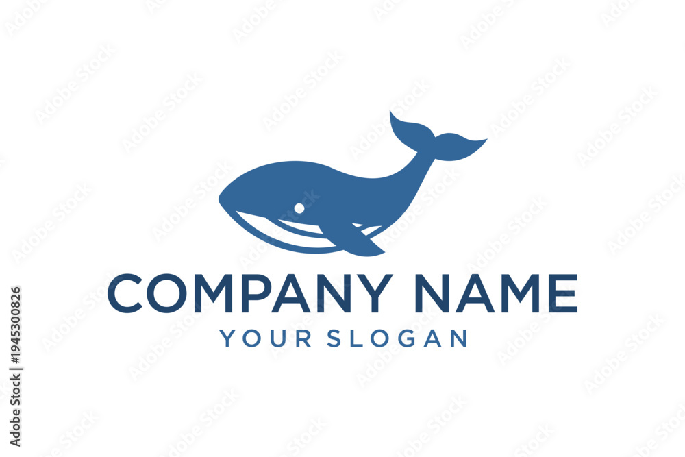 Obraz premium Modern Blue Whale Logo Template for Marine Brand Identity