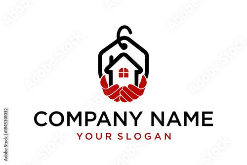 Real Estate Protection Logo with House and Hands