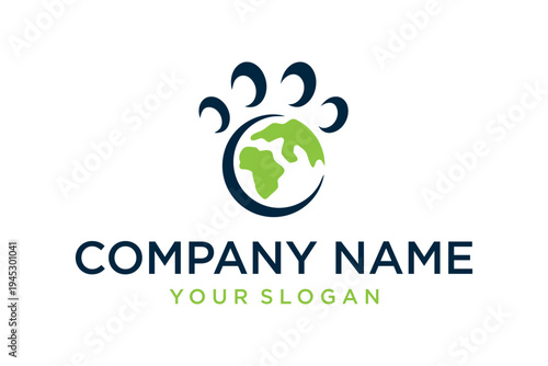 Global Wildlife Conservation Paw and Globe Logo Template