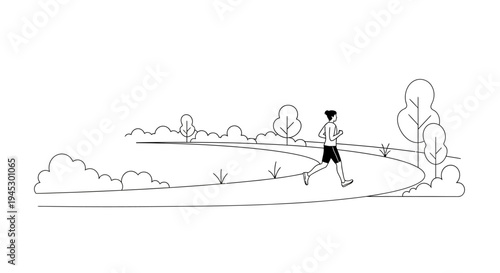 Vector illustration of a person jogging in a park isolated on White Background