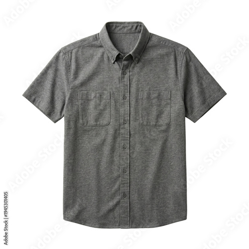 Slika na platnu Mens casual grey short sleeve button down shirt